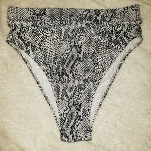 Snake Print Cheeky Swim Bottoms - High Waist
